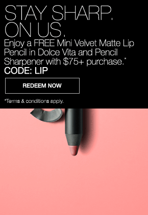 Free Mini Velvet Matte Lip Pencil in Dolce Vita and Pencil Sharpener with 75 $ CA+ purchase. Code : LIP