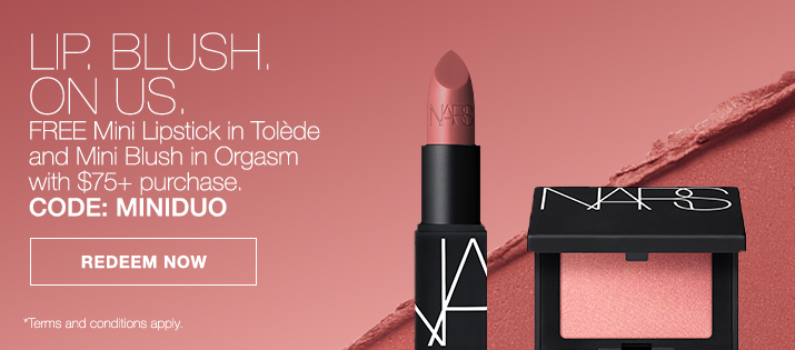 LIP. BLUSH. ON US. FREE Mini Lipstick in Tolède and Mini Blush in Orgasm with $75+ purchase. CODE: MINIDUO 
